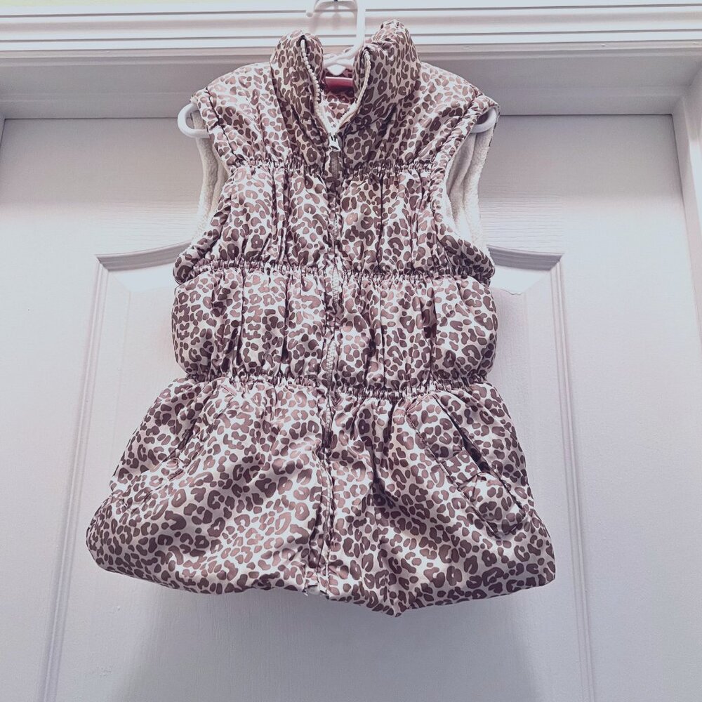 Beverly Hills Princess Girls Cheetah Print Puffy Vest-Size 7-8-Pockets-Tan/Cream - Picture 4 of 16